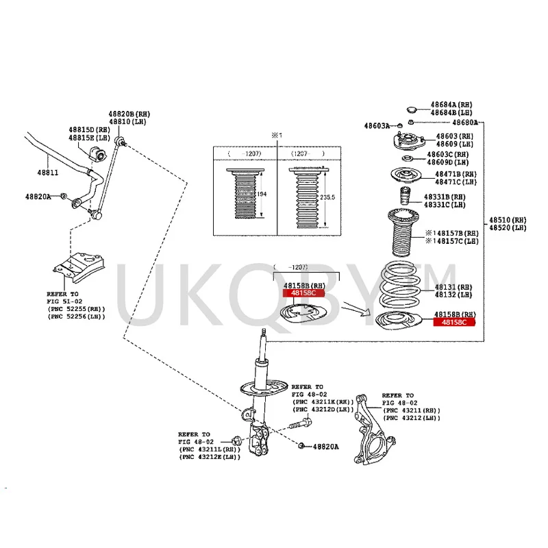 4815812040 To yo ta Corolla Front spiral spring lower right vibration isolation pad