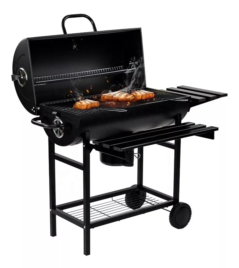 

Outdoor Charcoal Smoke Grill Thermometer Portable Barbecue Grills with Chicken Rack Grill Stove