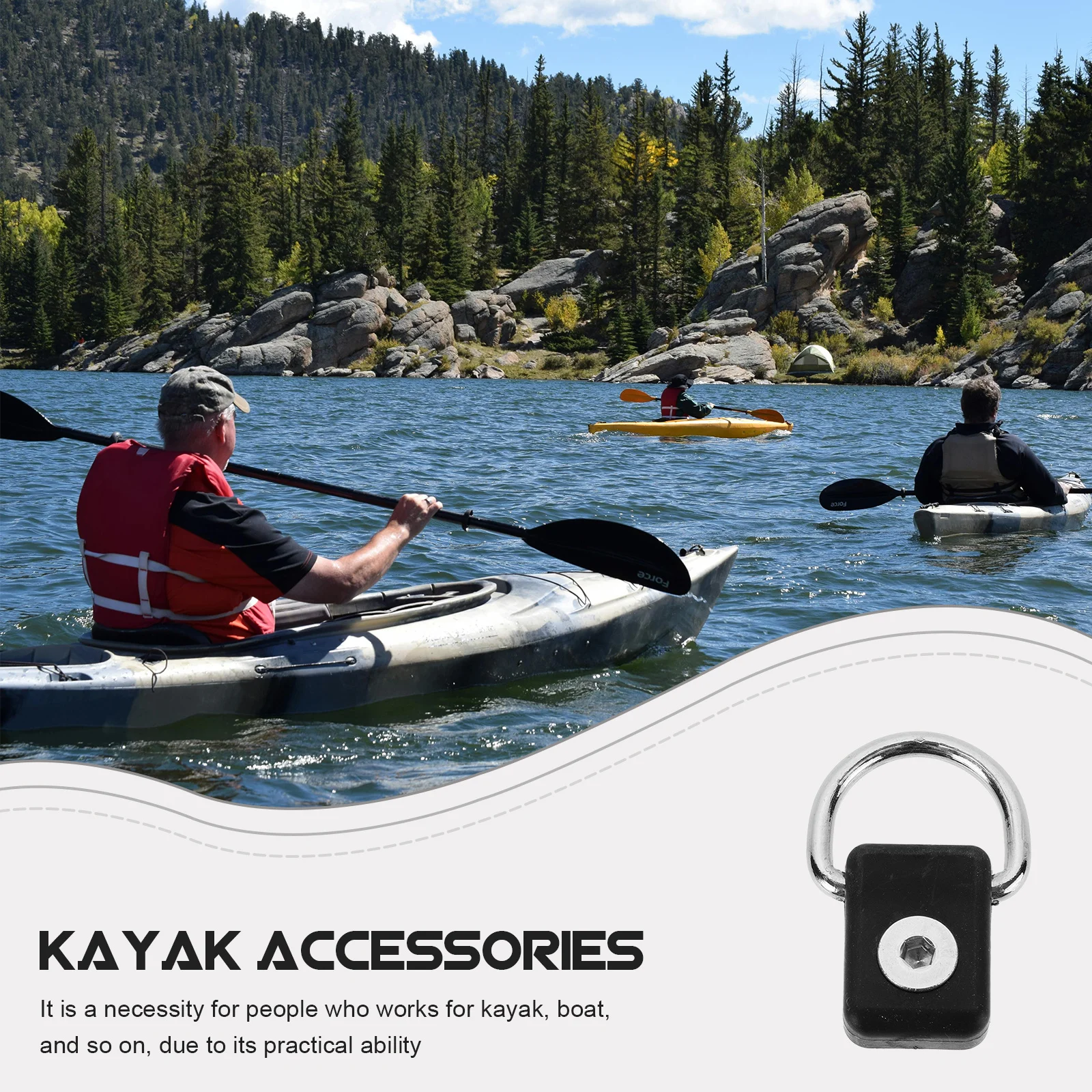 

6Pcs Kayak D-Rings Boat Rope Fix Buckle Compact Cord Fixator Canoe Deck Anchor Line Multifunctional Accessory Canoe D-Ring Patch