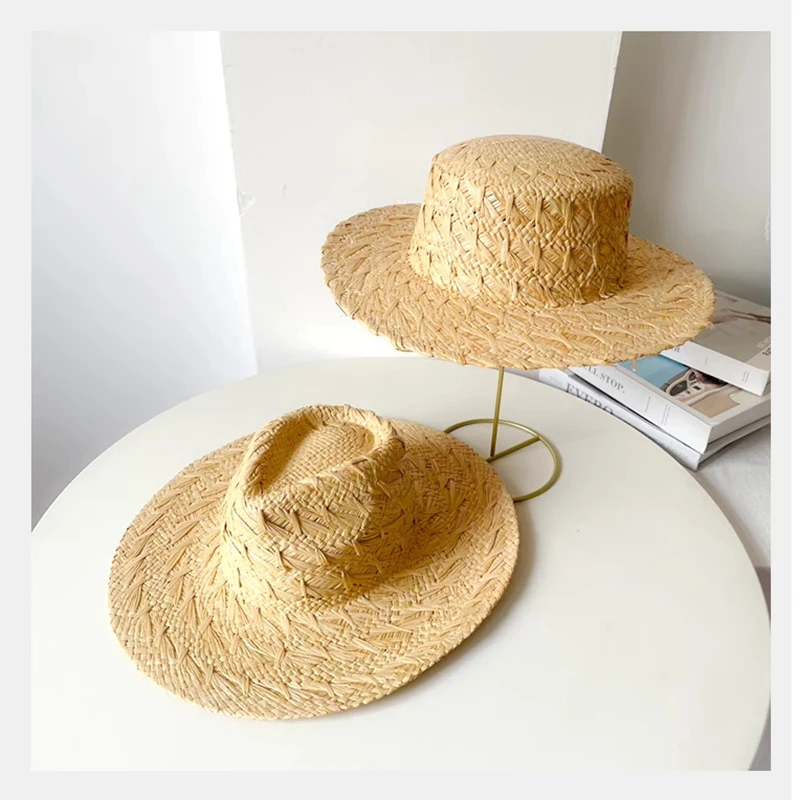 Designer Ladies Panama Hat Sun Hats Women\'s Classic Raffia Hat Wide Brim Fedora Straw Beach Cap