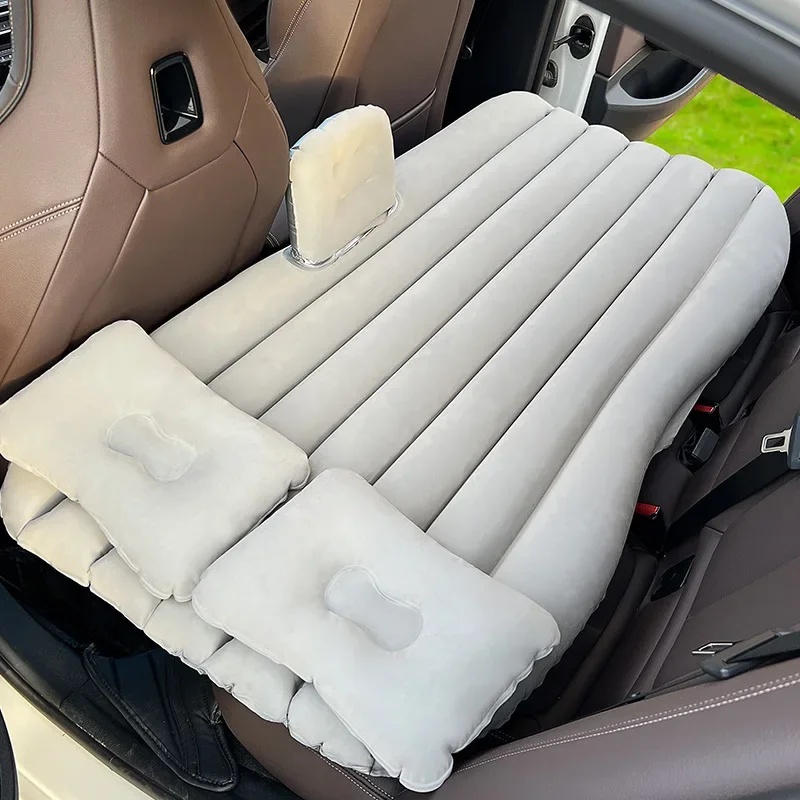 Cama inflable de tela ambiental flocada para coche, cojín de aire, cama portátil de viaje para la mayoría de los coches pequeños, ultrasuave