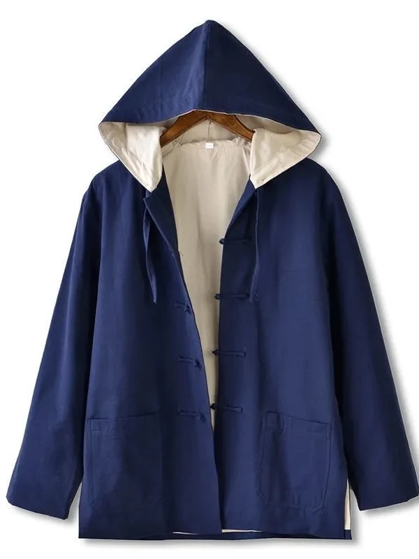 

Новая китайская мужская ветровка Jaet с капюшоном, однотонная, на пуговицах, длиной до пола, модная повседневная свободная посадка, длинная све