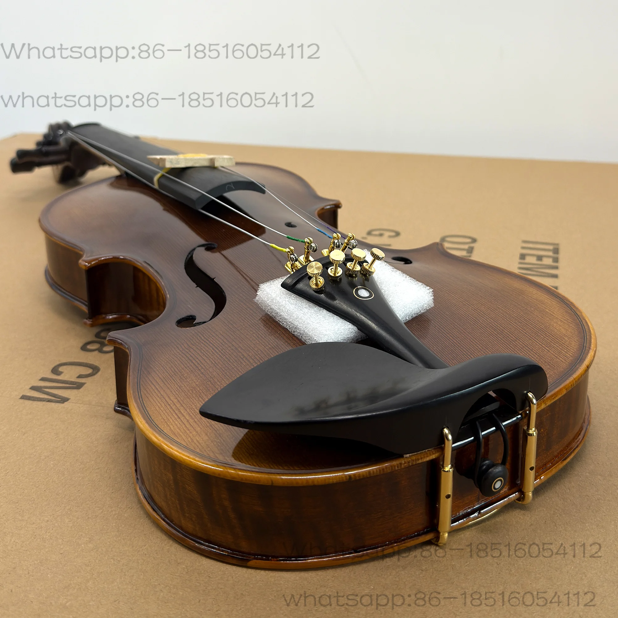 4//4 Violin with Handmade Oil-Based Varnish, Natural Flame Pattern, Selected Air-Dried Spruce Wood over 10 Years Old,