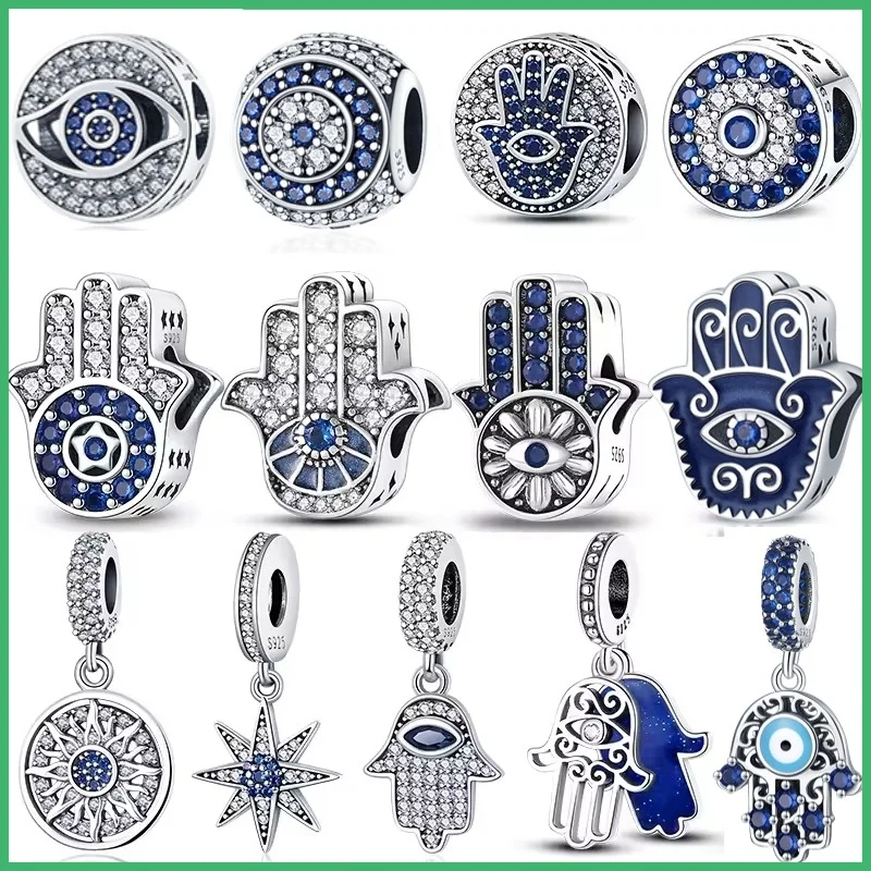 Original Teufelsauge aus 925er Sterlingsilber, Faram's Palm Damenmode-Charm-Perlen, geeignet für DIY-Armbänder