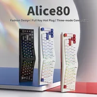 FEKER Alice80 Mechanical Keyboard Wireless Tri-mode Hot Swap RGB Gasket Knob Custom 68key Ergonomic Office Gaming Keyboard PC