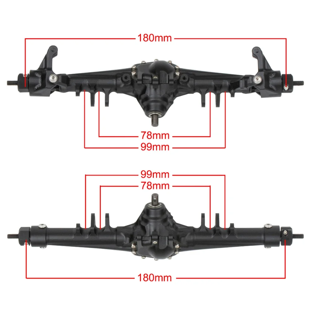 Integrated CNC Aluminum Front Rear Axle with Optional Bevel Gear SOA Mount for 1/10 RC Crawler Rig SCX10 II Element Enduro CC01