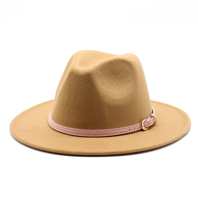 White terry woolen hat new feather top hat women\'s Fedora hat wide-brimmed sun hat autumn and winter ladies retro wild jazz hat