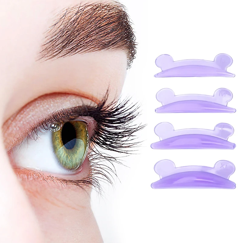 Bear Shape Eyelash Lift Silicone Pads, pestana Perm, 3D Curler, Eye Patches, Ferramentas Aplicador, Acessórios de Extensão Cílios, 4 Pairs