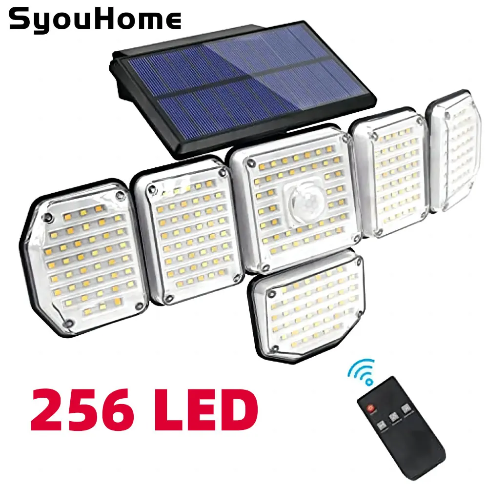 lampada de parede solar impermeavel com 256 led luzes ao ar livre decoracao do jardim sensor de movimento ip65 01