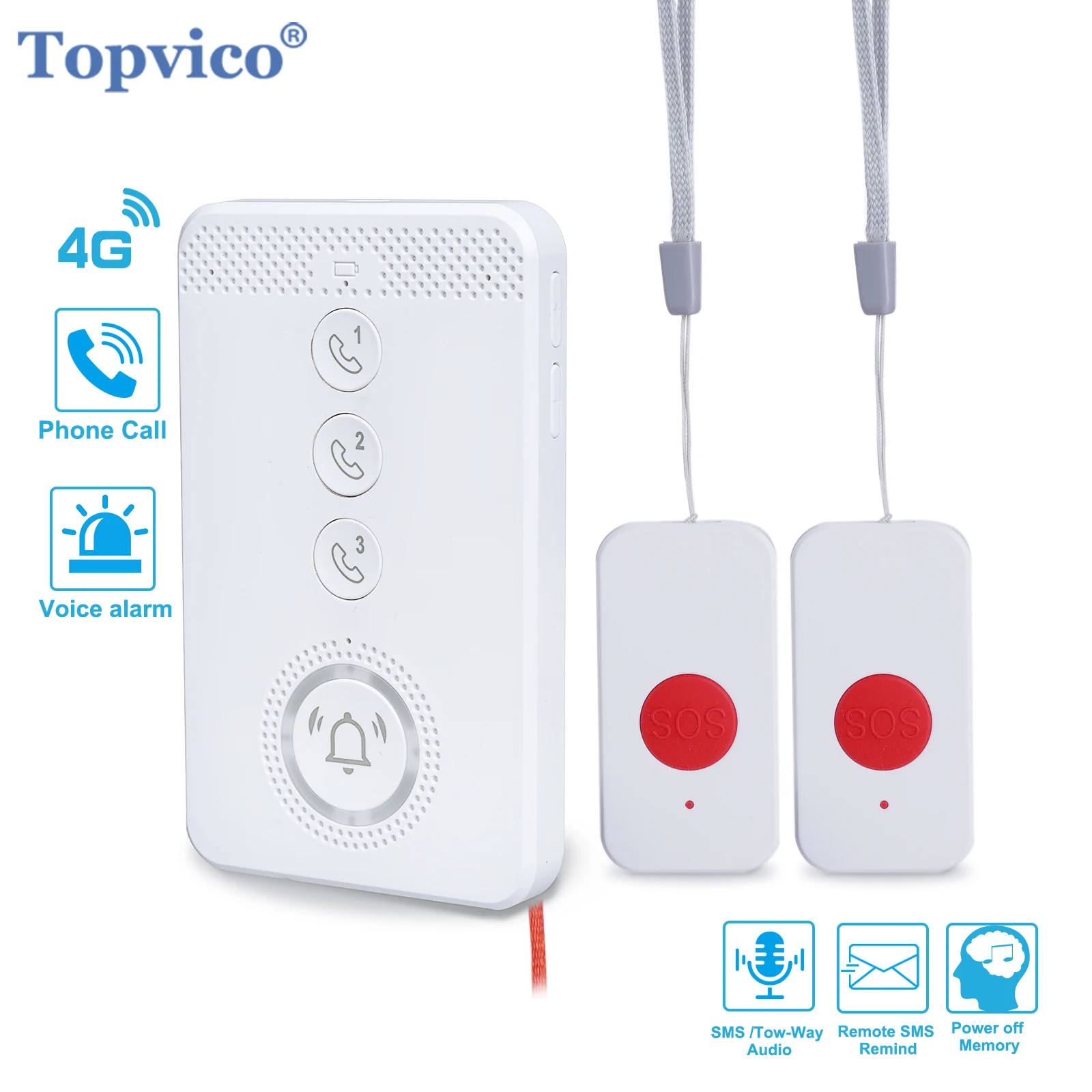 4G Network Elderly Care Voice Calls For Help With Free Talk,Panic Button Safety Alert SMS,3 Preset Contacts One-key Dial