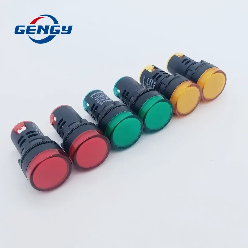 10pcs 22mm AD16-22 AD16-22D/S Panel Mount LED Power Indicator Pilot Signal Light Lamp 12V 24V 110V 220V 380V Red Green Yellow