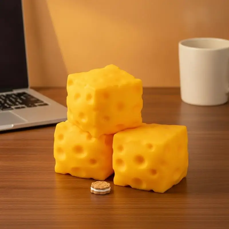 Yellow Cheese  Stress Relief Ball Slow Rebound Fidget Sensory Toy for Kids Birthday Goodie Bag Fillers