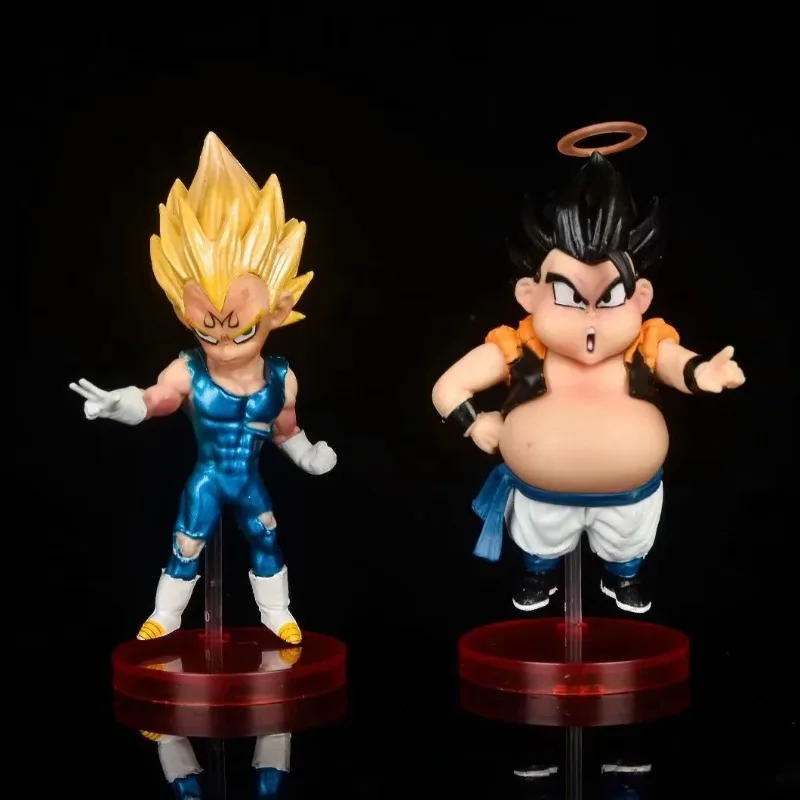 8cm Dragonball Super Saiyan Son Goku Gogeta Combination Failure Q Version Doll PVC Action Figure Collectible Model Toy Baged