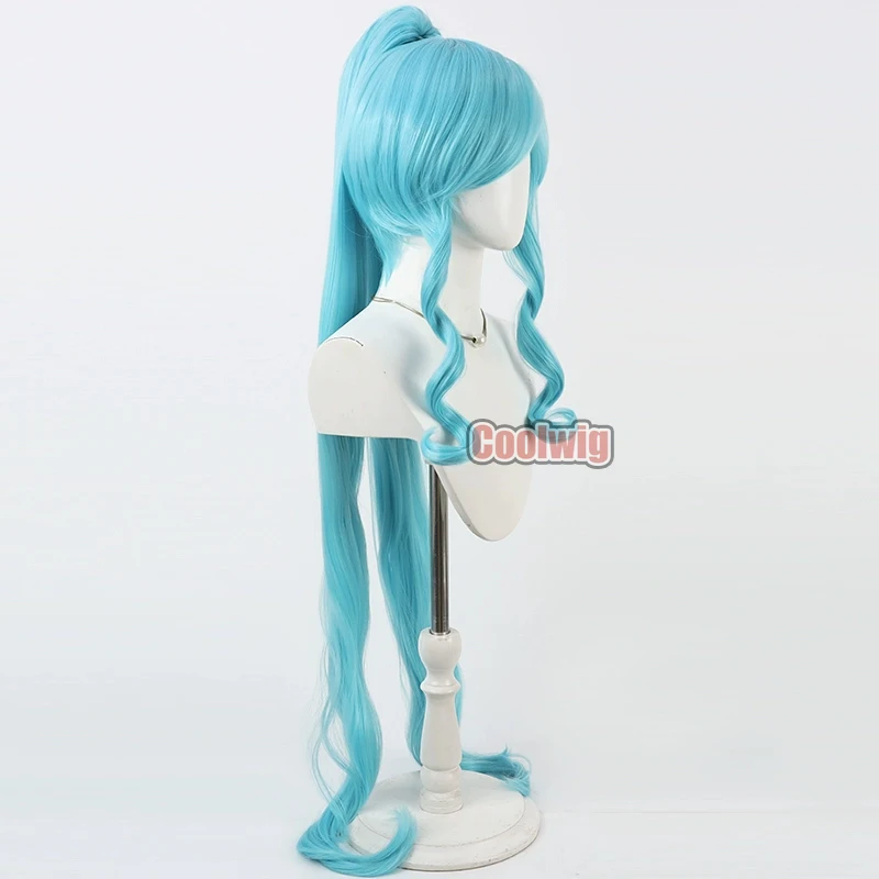 Coolwig الشعر الاصطناعية Sawaizumi Chiyu تأثيري الباروكات فوتاري وا جميلة علاج علاج فونتين 100 سنتيمتر الأزرق ذيل حصان شعر مستعار مقاومة للحرارة