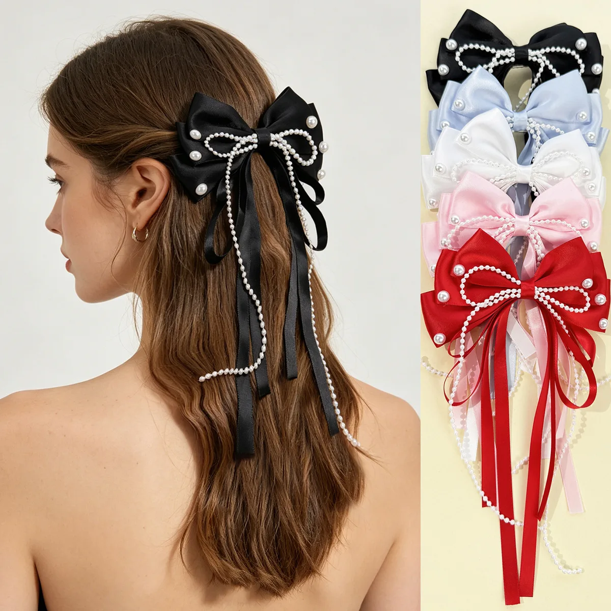 bulk-24pc-ballet-style-hair-clips-three-layer-ribbon-bow-with-long-tassel-pearl-hairgrips-for-women-and-girls-bridal-headwear