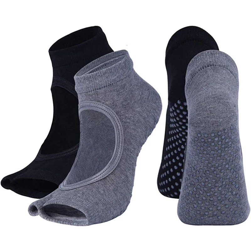 Hohe Qualität Frauen Yoga Socken Anti Slip Zwei Zehe Sport Baumwolle Pilates Socke Atmungsaktiv Schnell Trocknend Ballett Professiona Tanz socke – Detail 1
