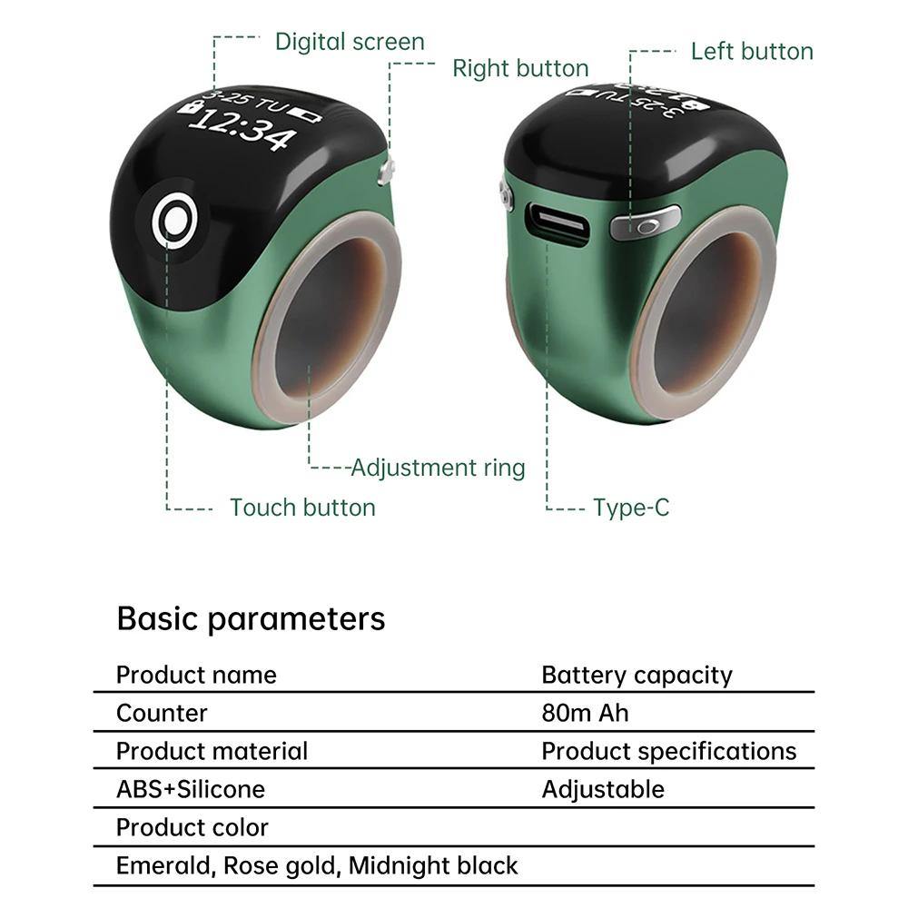 S8pro Smart APP Counting Finger Counter OLED Display 120mah Battery Type-C Smart Ring Bluetooth Electronic Counter