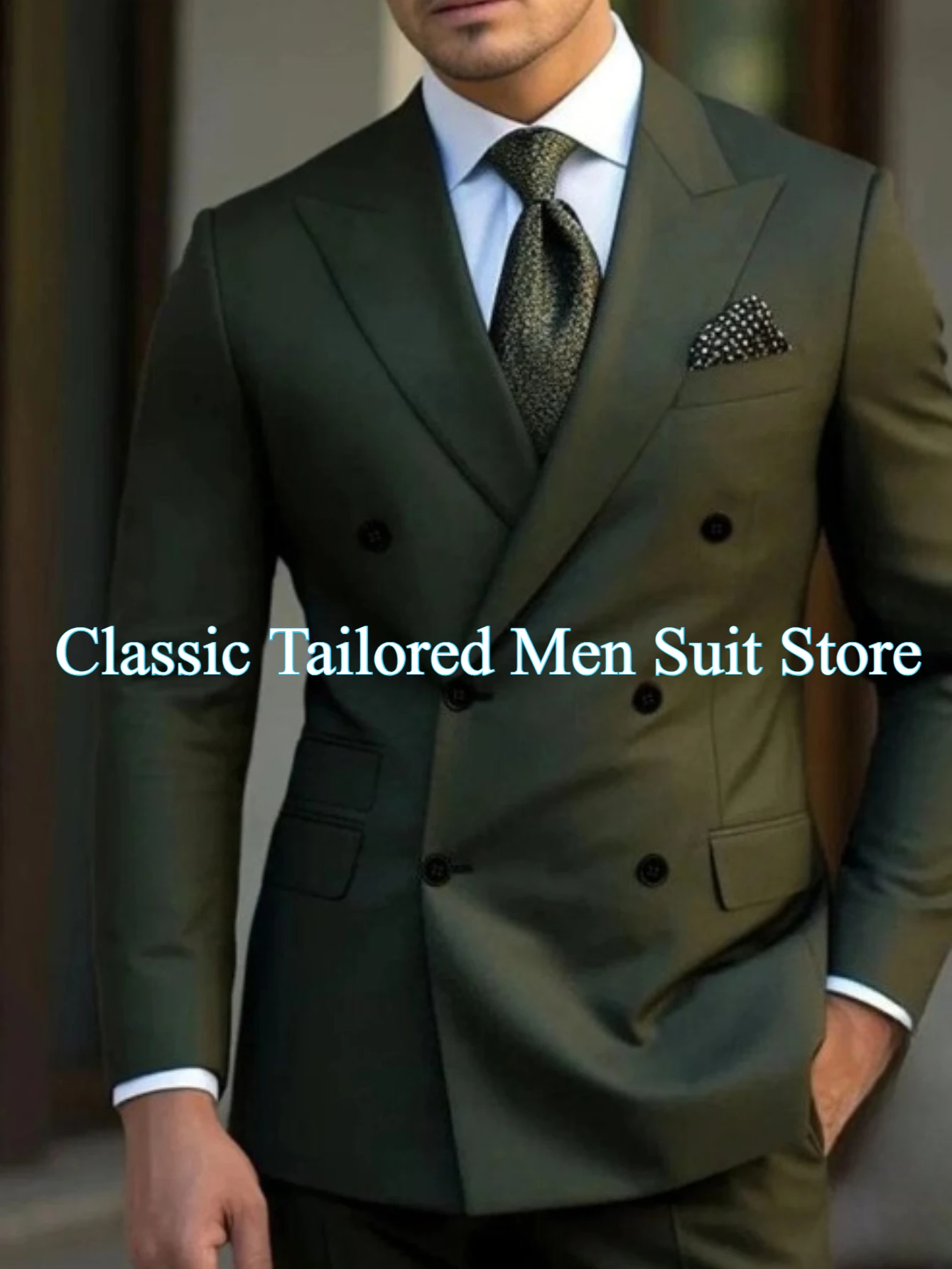 

Fashion Male Army Green Business Men Suit Groom Groomsman Wedding Party Prom Formal Occasion Tuxedos 2 Piece Set Blazer Pants
