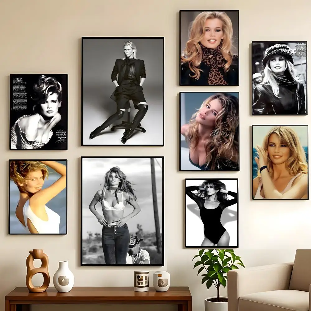 Póster de modelo C-Claudia S-Schiffer, pegatinas de pared impermeables, decoración del hogar para Bar, dormitorio, producto popular