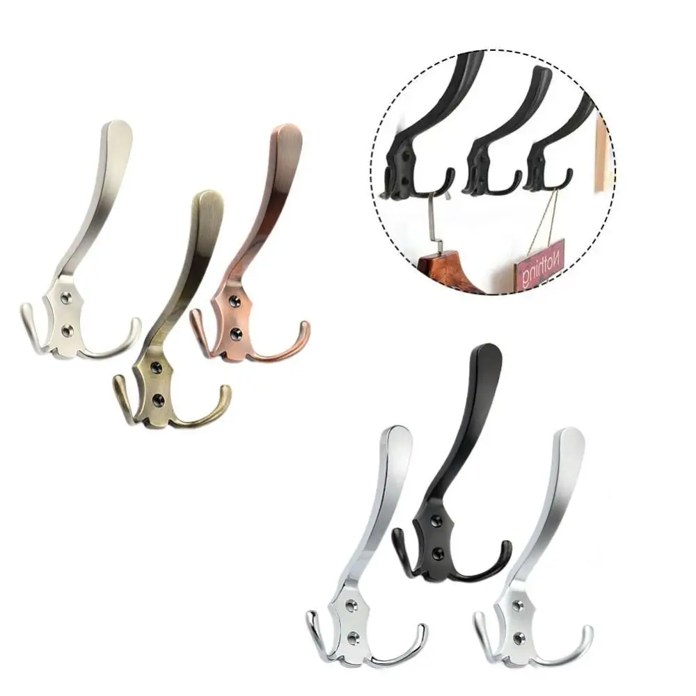 Durable 3 Hooks Coat Hook Wall Mounted Stable Triangular Hooks Zinc Alloy Strong Load-bearing Capacity Robe Clothes Rack Hallway