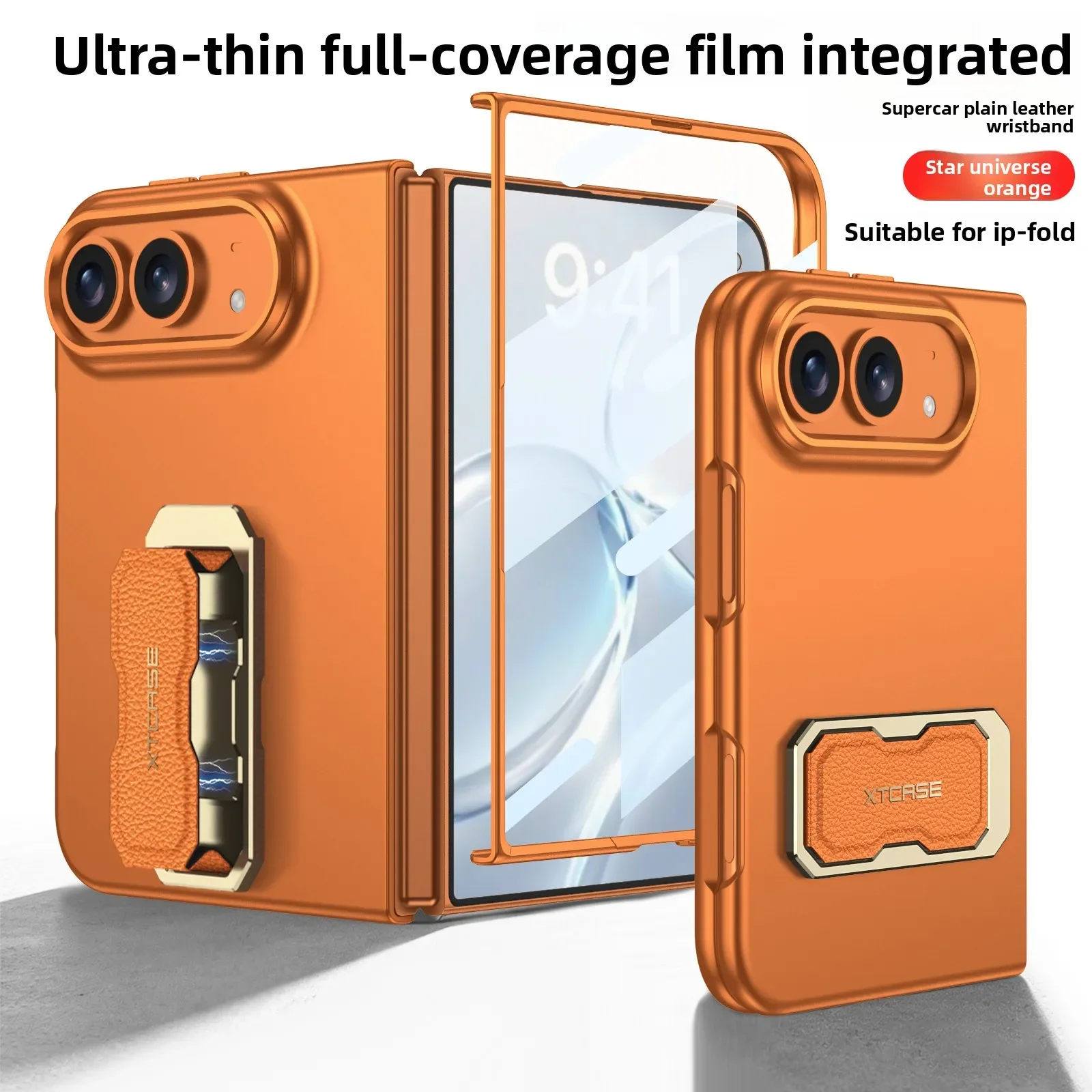 Finger Wraist Strap Holder Casing For iPhone Duo Case Fold Metal Camera part Protection With Film Full Cover Mobile Phone Cover