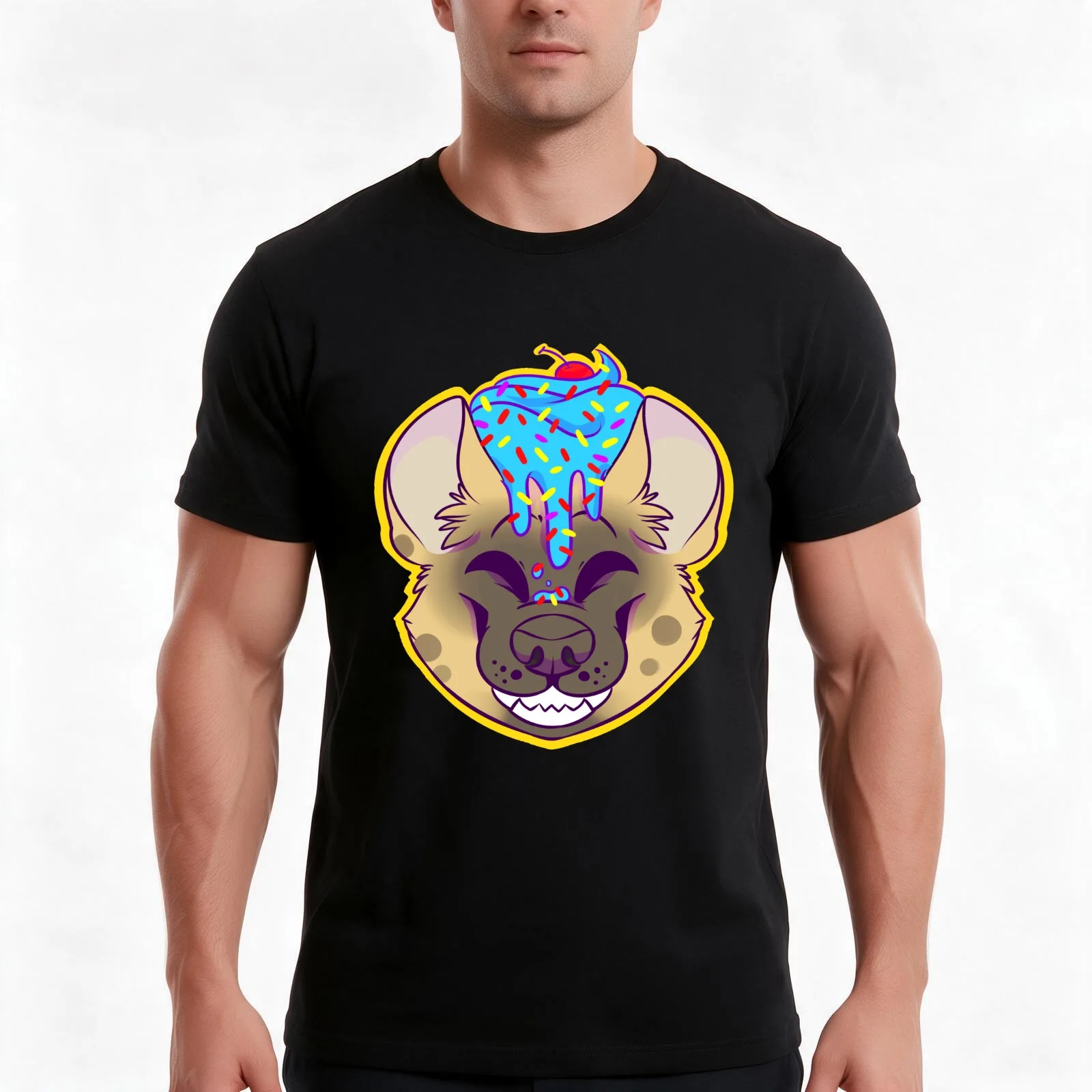 Cupcake Spotted Hyena T-Shirt Summer Casual Cotton Tee Oversized Streetwear Tops Vintage Graphic Print Unisex Men Women