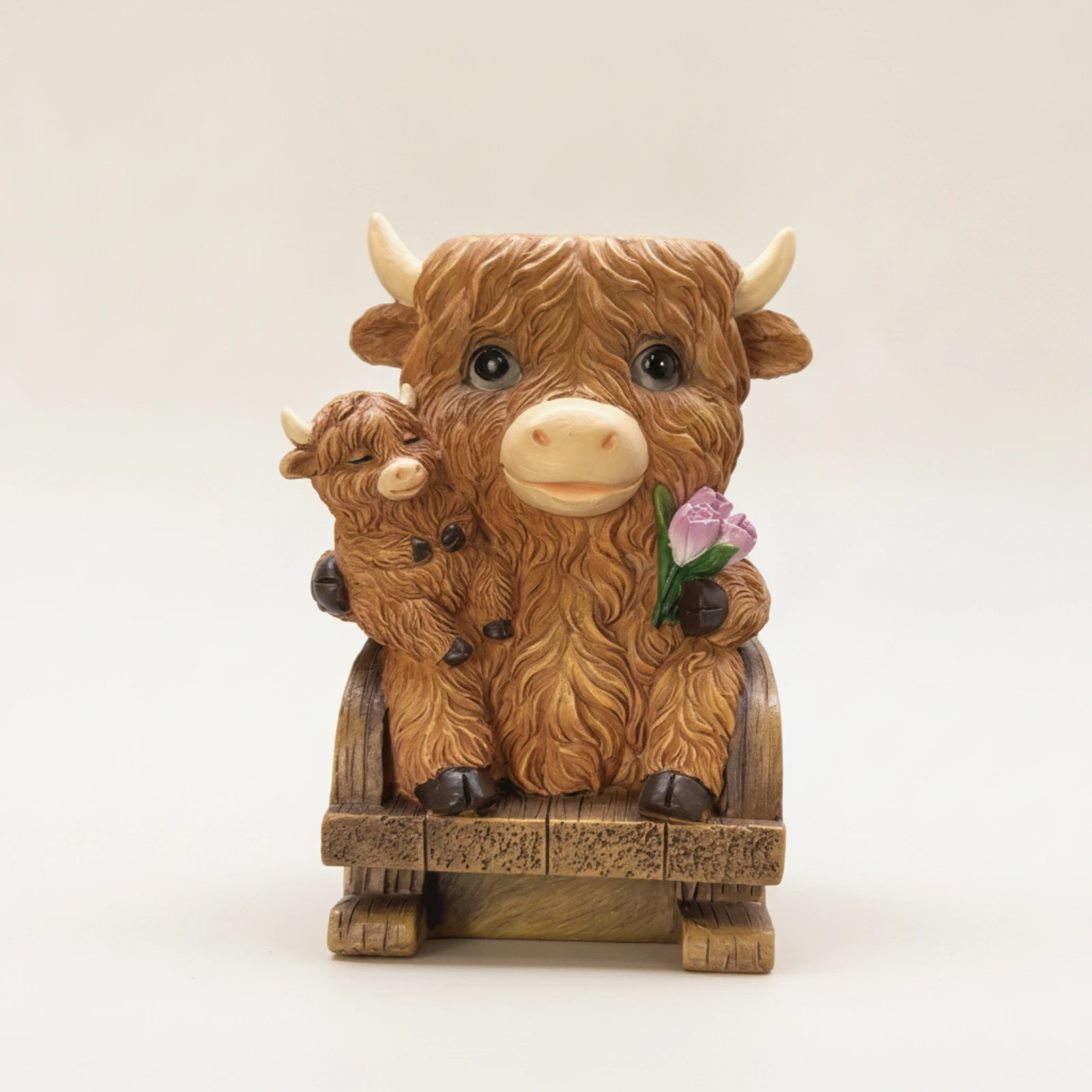 Character Planter Resin Planter with Rocking Chair Flower Pot Compact Cute for Desk, Shelf
