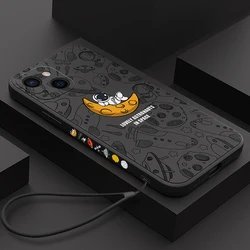 Cartoon Astronaut Lanyard Phone Case For iPhone 17e 17 16 15 14 13 12 Pro Max 16 Plus Shockproof Silicone Soft Cover Funda