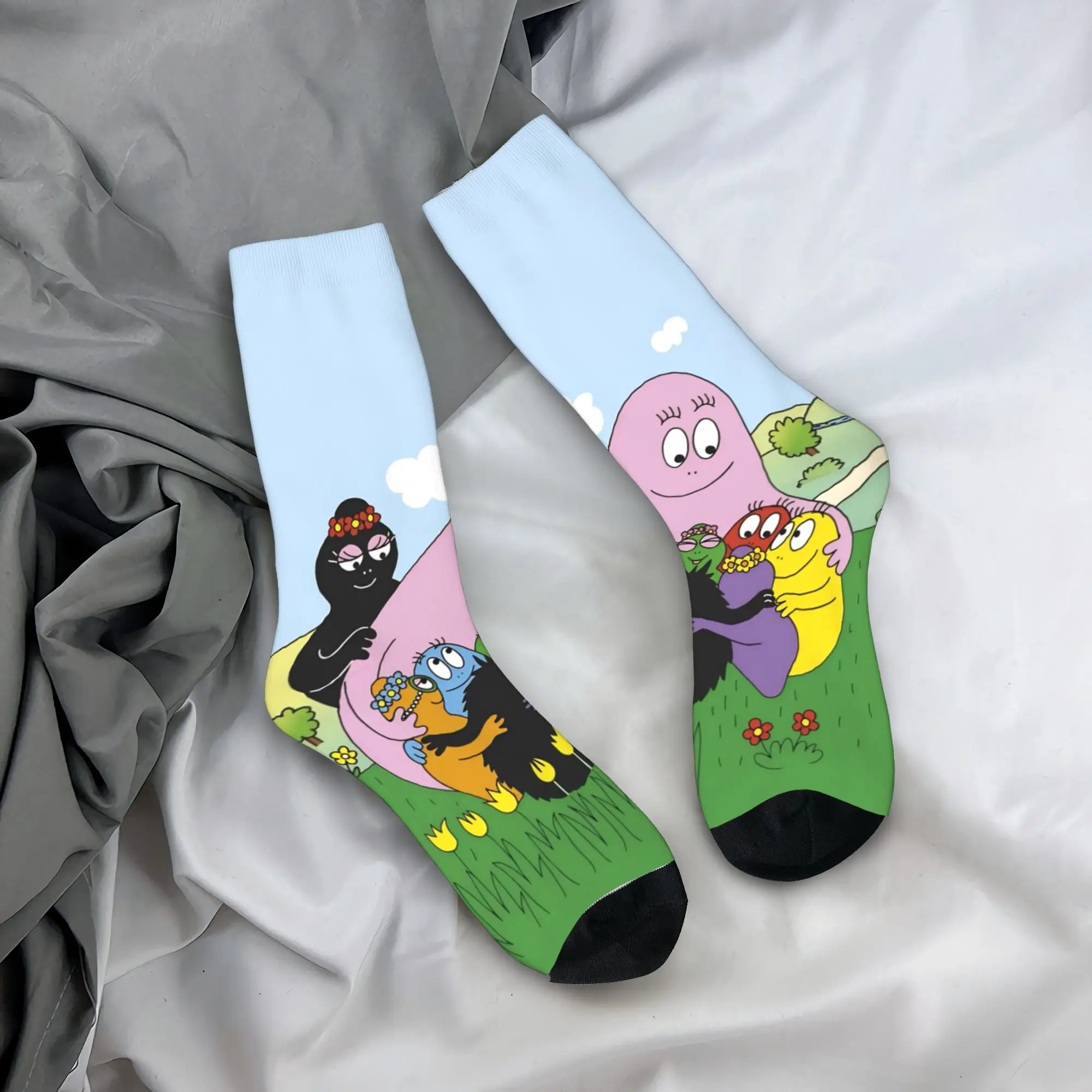 Paar Socken Barbapapa Barbamama Familienstrümpfe Rutschfeste hochwertige Socken Herbst Vintage Design Laufsocken