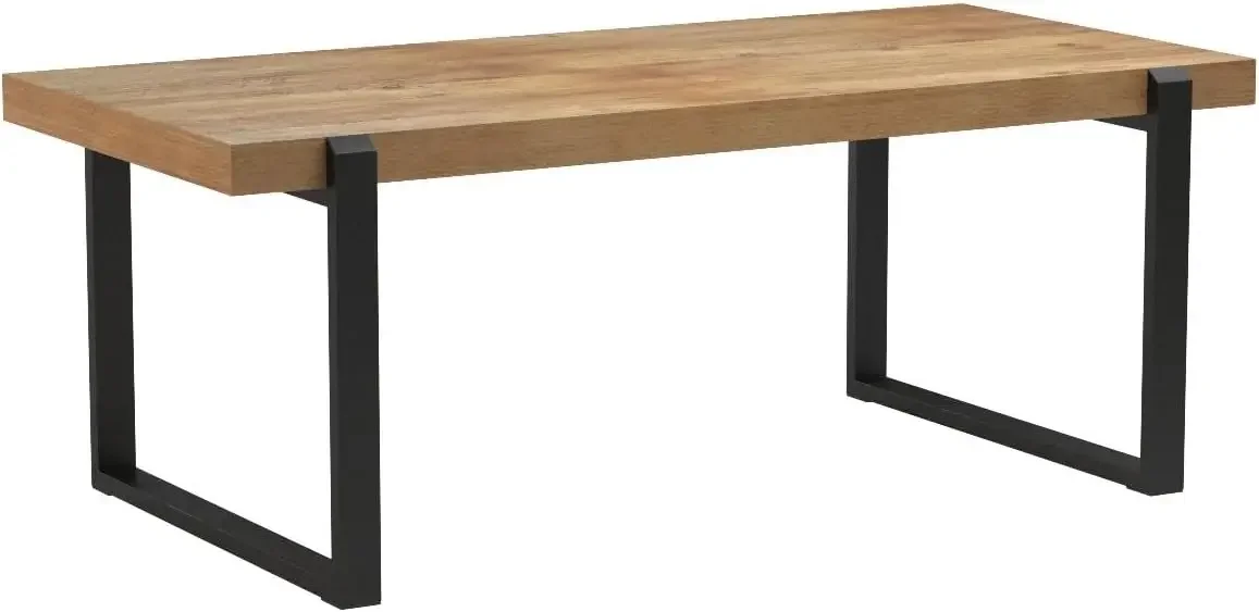 Mesa de café rústica, madeira e metal industrial mesa para sala de estar 47 polegadas