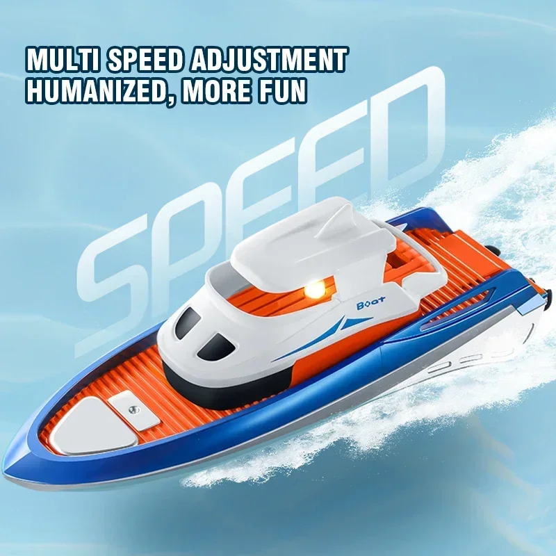 Mini RC Boat Remote Control Speedboat Variable-speed Electric RC Boats Radio Controlled Motorboat Model Ship Kids Pool Water Toy