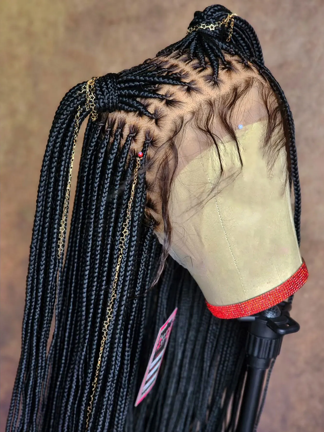 Synthetic Small Square Cornrows Braided Wigs Full Lace Knotless Box Braids Wig For Black Women 36 Inch Locs Goddess Braiding Wig