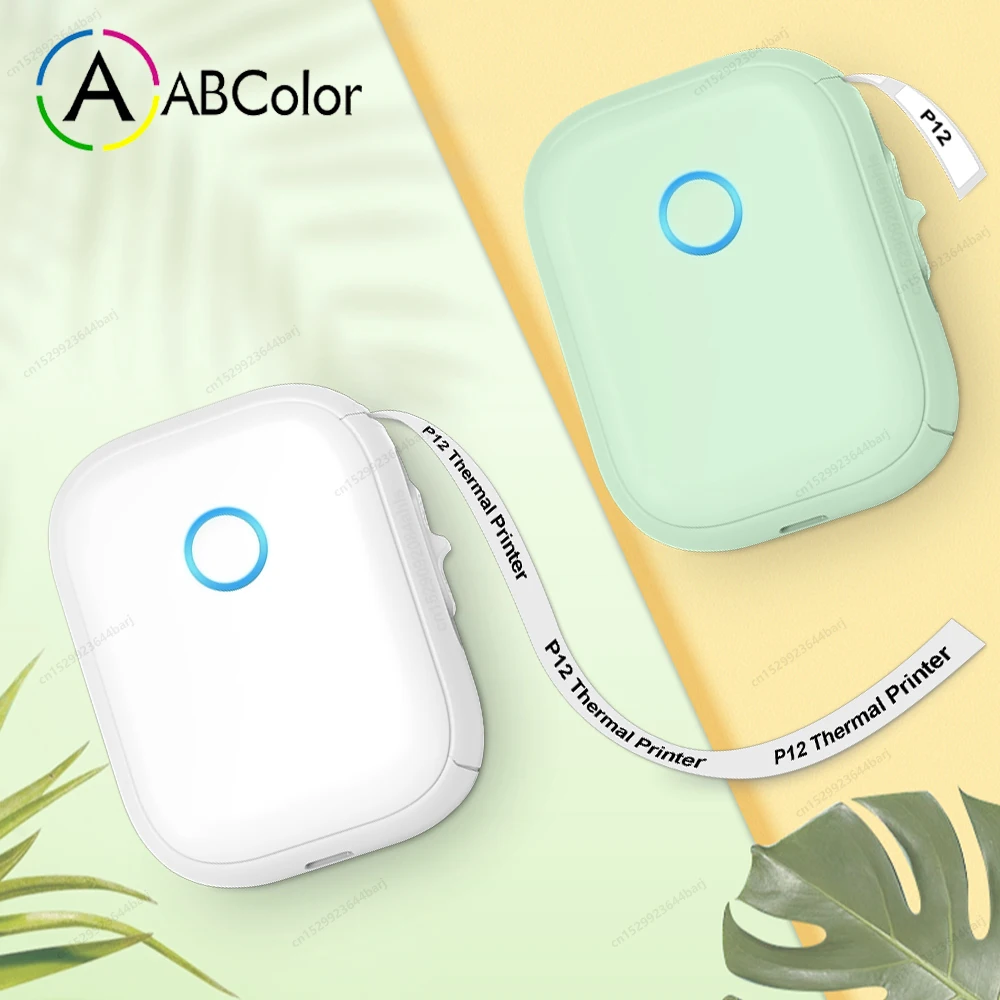 

Thermal Label Printer P12 Mini Portable Label Maker Wireless Bluetooth Handheld Continuous Label Machine or 2PK P12 Label Paper