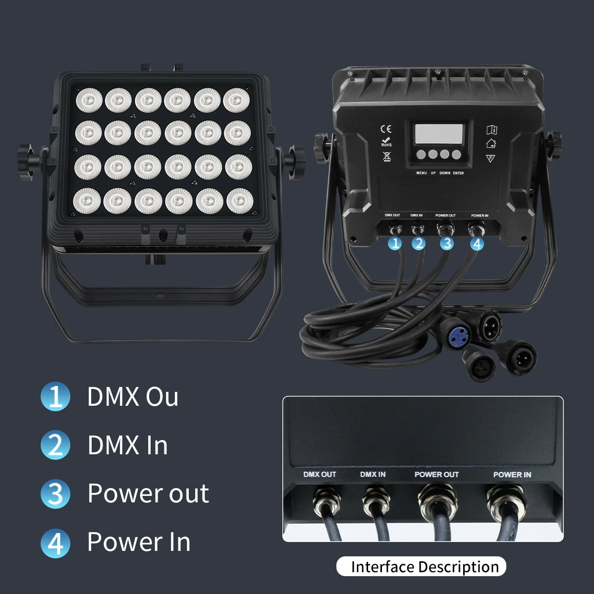 24x12W RGBW/24x18W RGBWA UV 6 in 1 LED Square Par Light Outdoor Waterproof Stage Light DMX Control DJ Disco Equipment Lighting