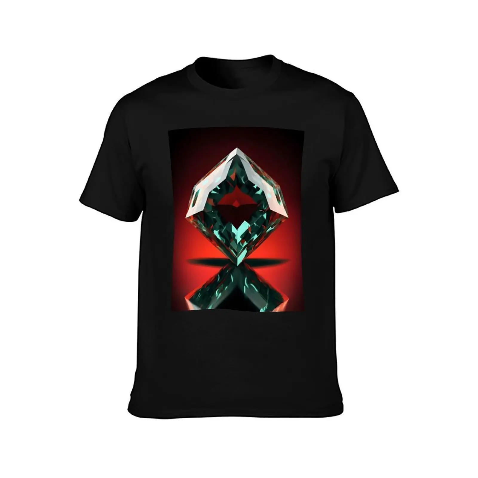 Beautiful Emerald Stone With Light T-Shirt Big Size Simple T-Shirt