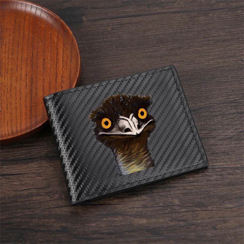 Emu close up eyes brown feather Men's Wallets Simple Business Modern Stylish Printing Design Gifts For Father Boyfriend Christma