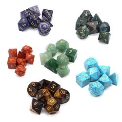 7PC Polyhedral Dice Set Natural Stones Hand Carved Healing Crystal Dungeon and Dragons Table Board Roll Playing Game Accessories