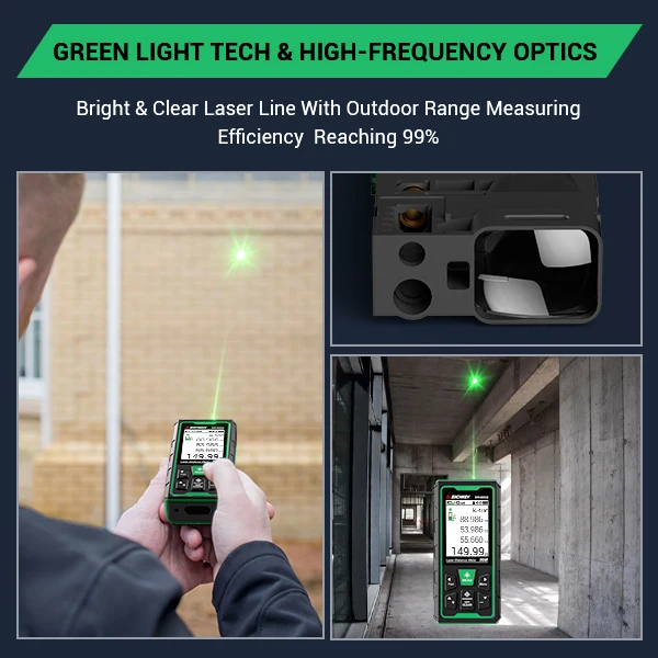 مقياس المسافة Sndway كاميرا الخط الأخضر مقياس المسافة الرقمي مع نطاق 120 متر للقياسات الدقيقة