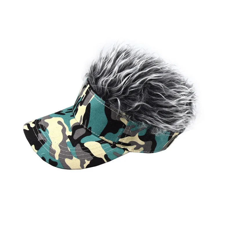 Men Adjustable Wig Baseball Caps With Spiked Fake Hair Women Camouflage Concise Sunshade Adjustable Sun Visor Hip Hop Hat