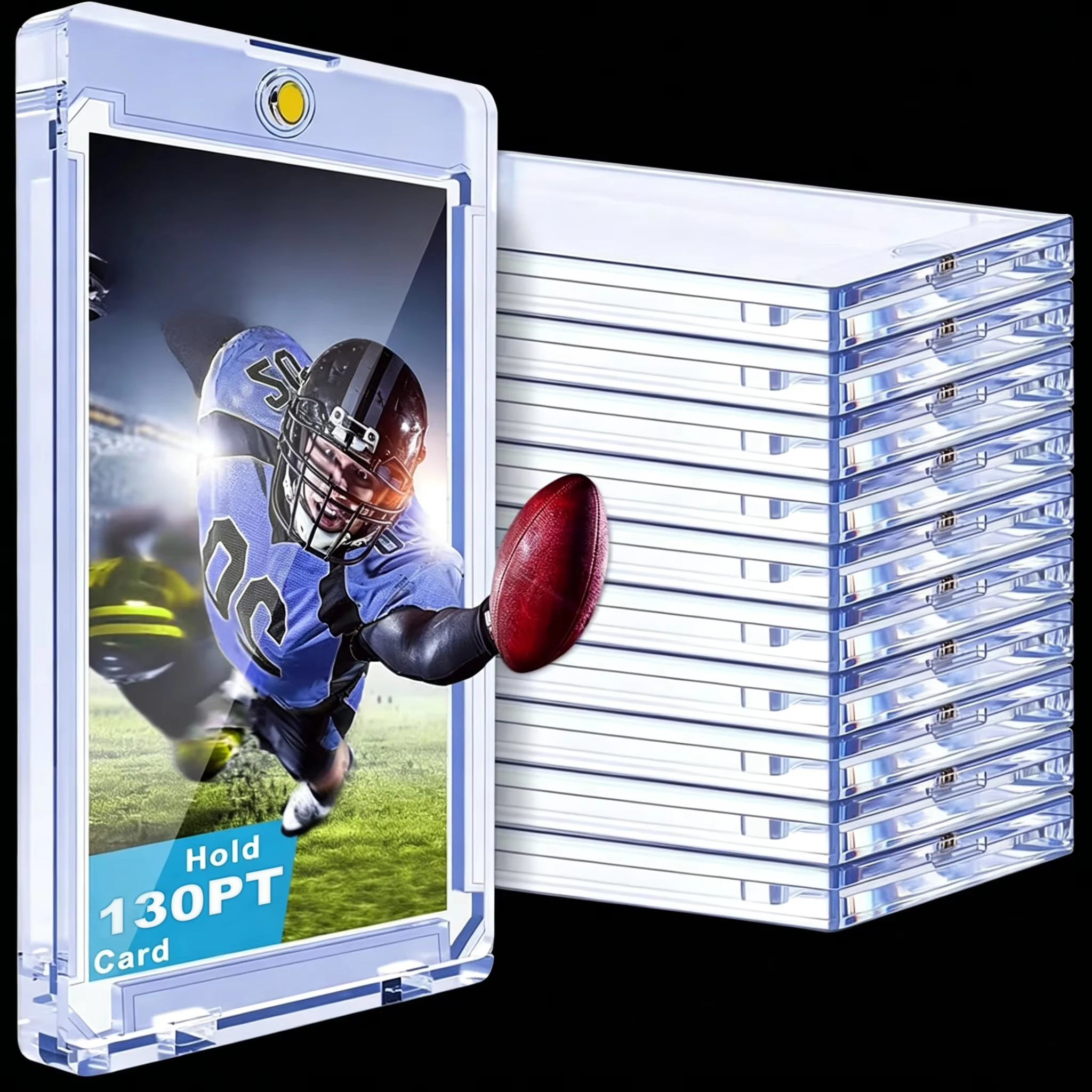 130pt One-Touch Magnetic Card Storage Box Transparent Acrylic Hard Plastic Protector Sleeve for Sports Cards Collectible Cards
