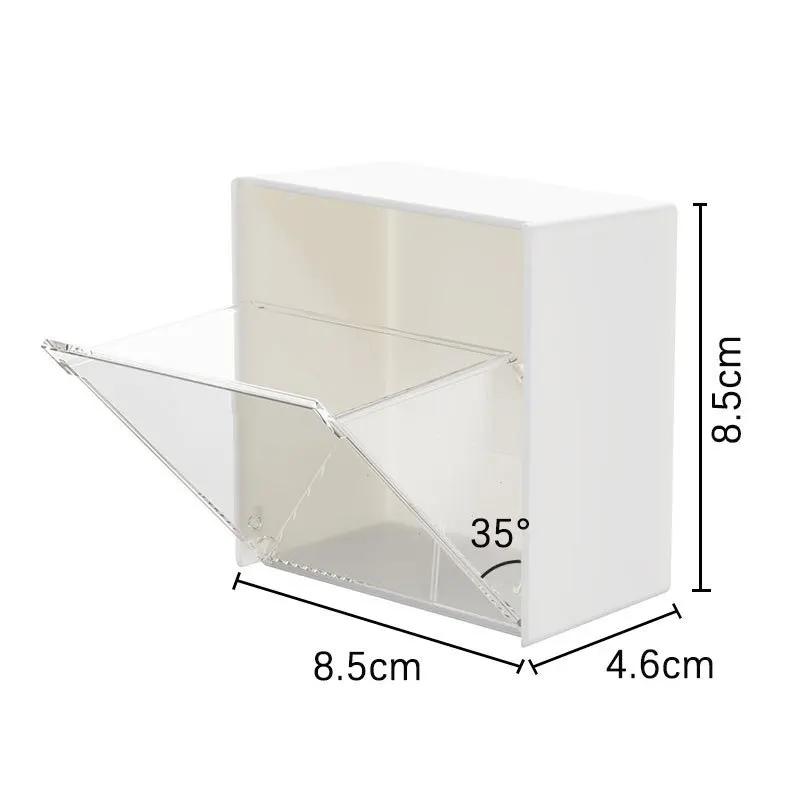 Transparent Adhesive Box Wall Mounted Flip Storage Box Punch-Free Small Object Bathroom Multifunctional Organizer Storage Box