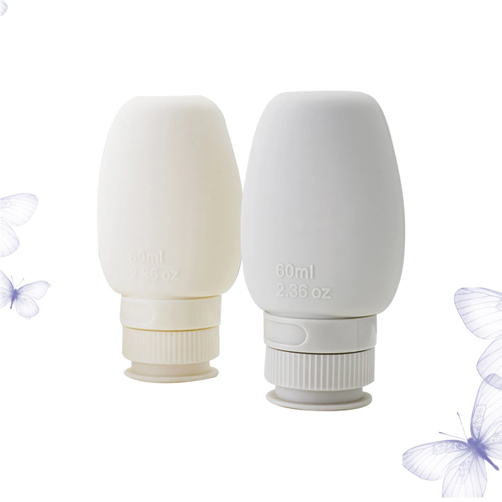 

2 pcs Leakproof Silicone Travel Bottles Refillable Durable Containers Portable Toiletries Shampoo Conditioner Lotion