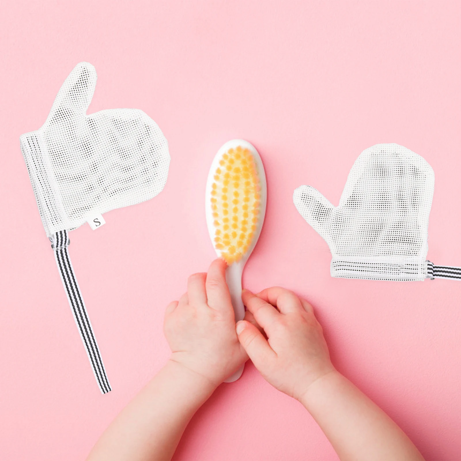 

Baby Anti-eating Gloves Teething Mittens Hand Covers Mesh Design Thin Breathable Adjustable Wrist Gentle Rope Prevent Scratches