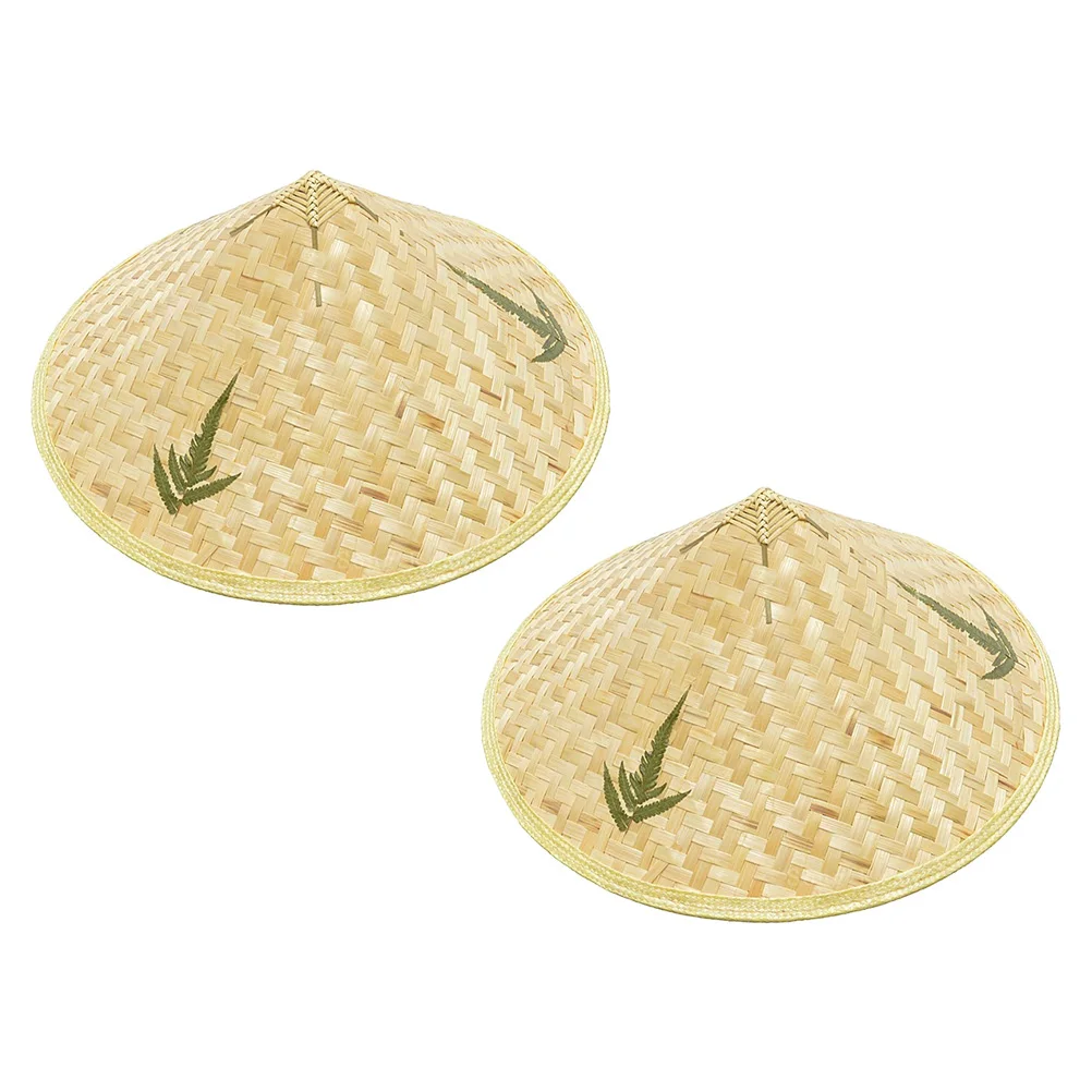 

2pcs Bamboo Woven Straw Hats 36cm Diameter s Hat Decor Creative Handcrafts Photo Props Rustic Atmosphere Party Hats
