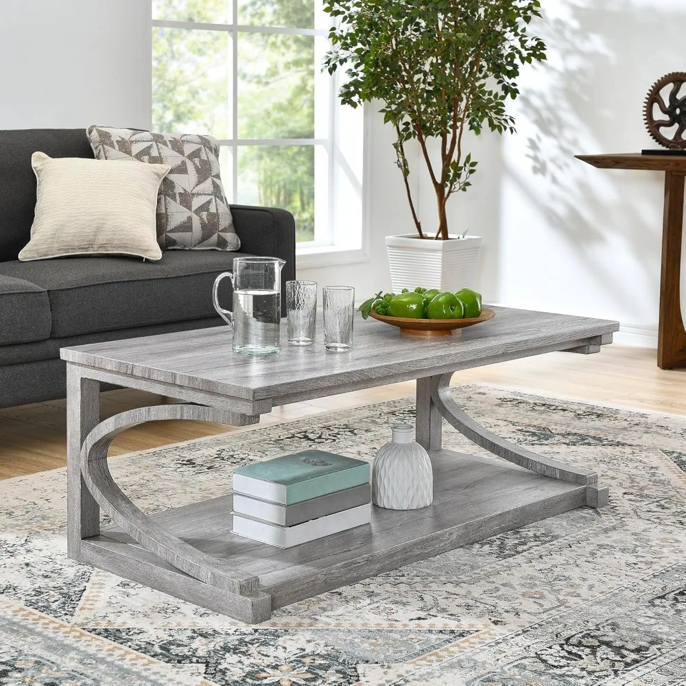 

Unique 47.8" Coffee Tables for Living Room Square Wood Coffee Table with Storage, Sofa Table Home Office, Farmhouse Apartment Di