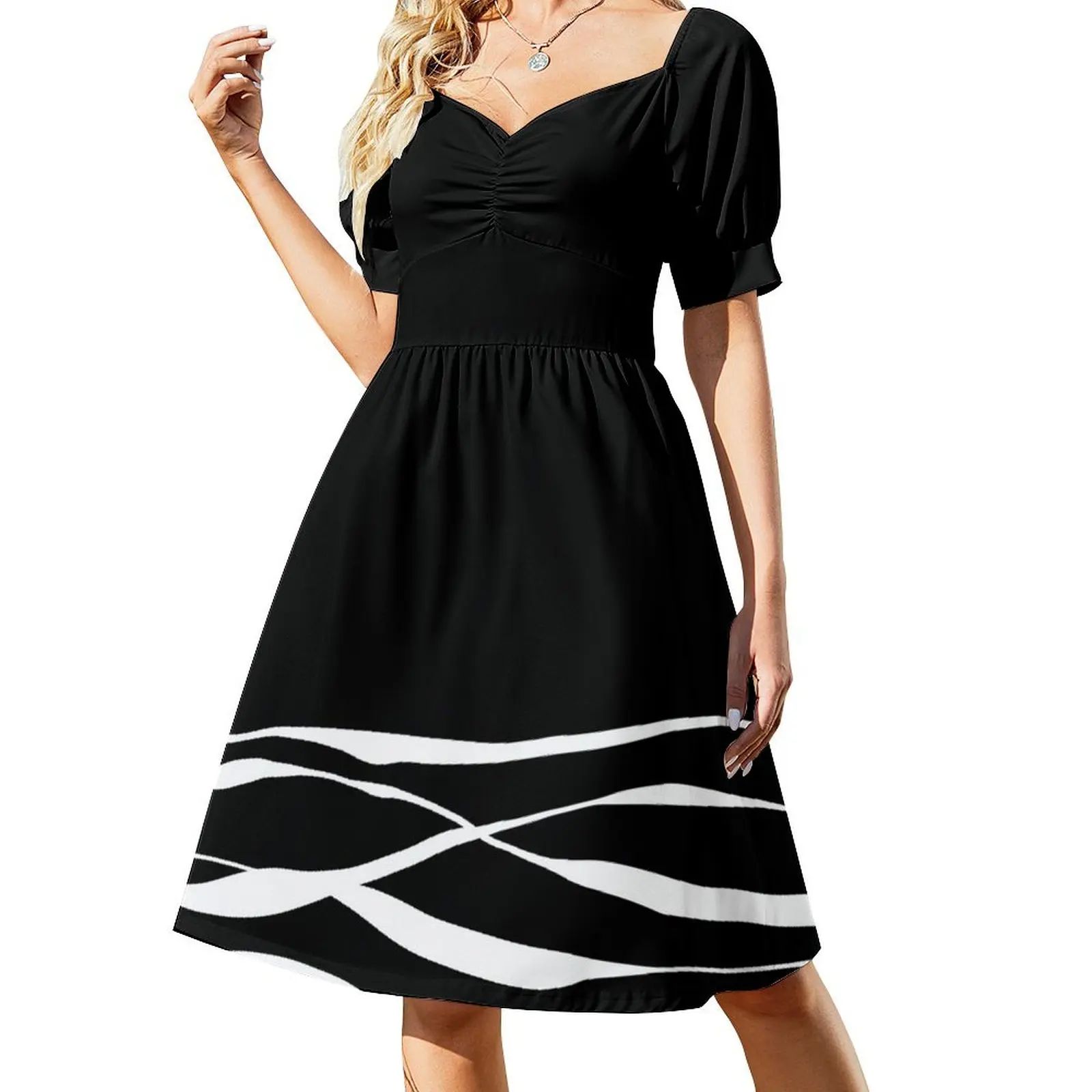 

A Bottomless Sea 3 Black and White Short Sleeved Dress prom clothes long sleeve dress Dress