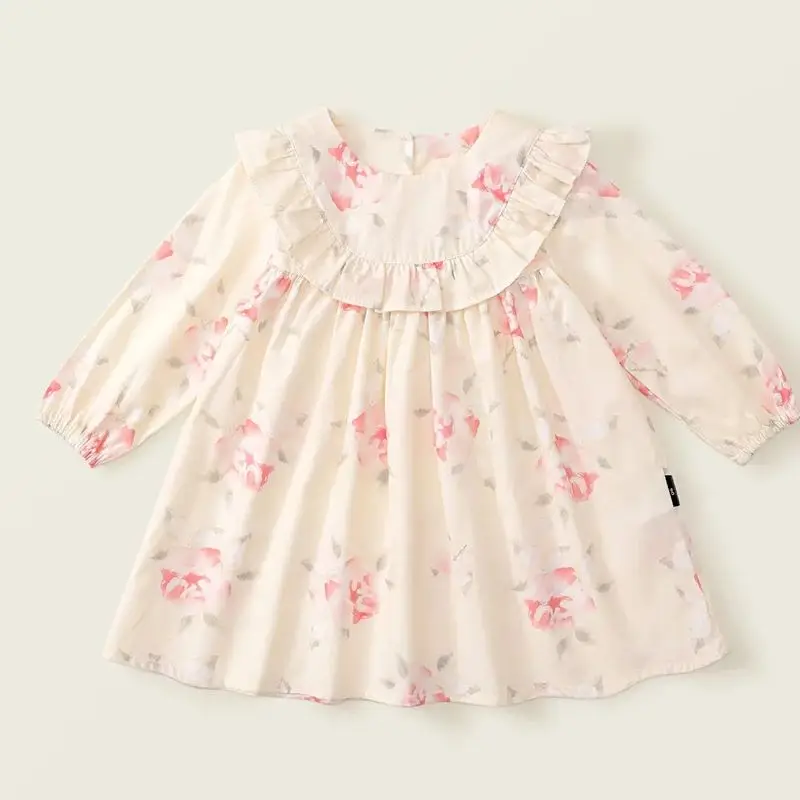 

Girls Floral Long Sleeve Dress 2024 Autumn Children'S Clothing Fashions Streetwear Baby Girls Princess Dress Kids Casual Dress