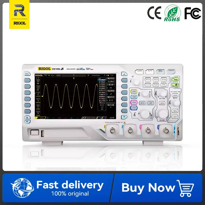 RIGOL DS1054Z Digital Oscilloscope 50MHz Sampling Rate 1GSa/s Memory Depth 24Mpts 4 Channels with RS232 UART I2C SPI Support