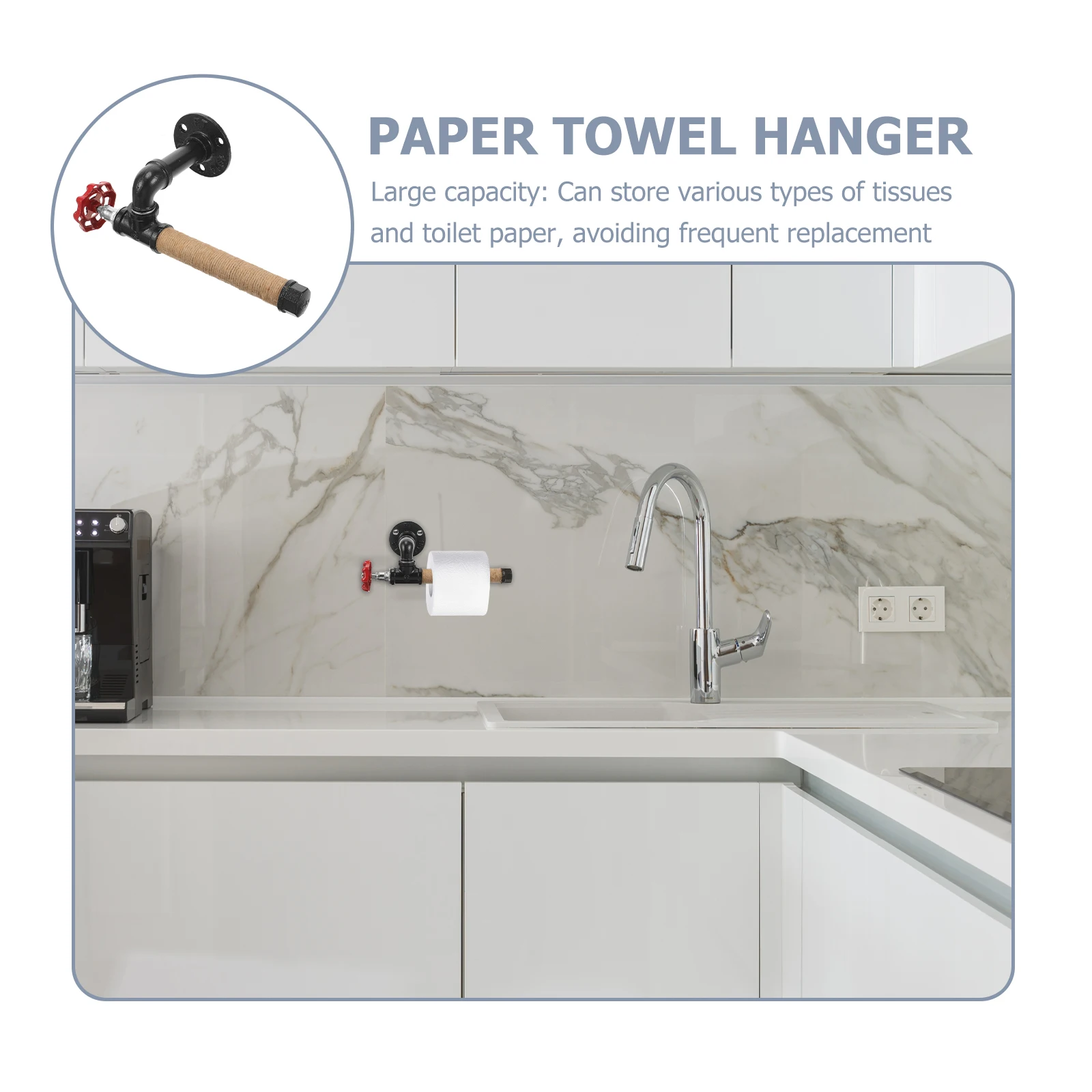 

Wall Mount Paper Towel Holder Iron Pipe Wall Shelf Industrial Vintage Style Diy Multi-Functional Towel Hanger For Bathroom