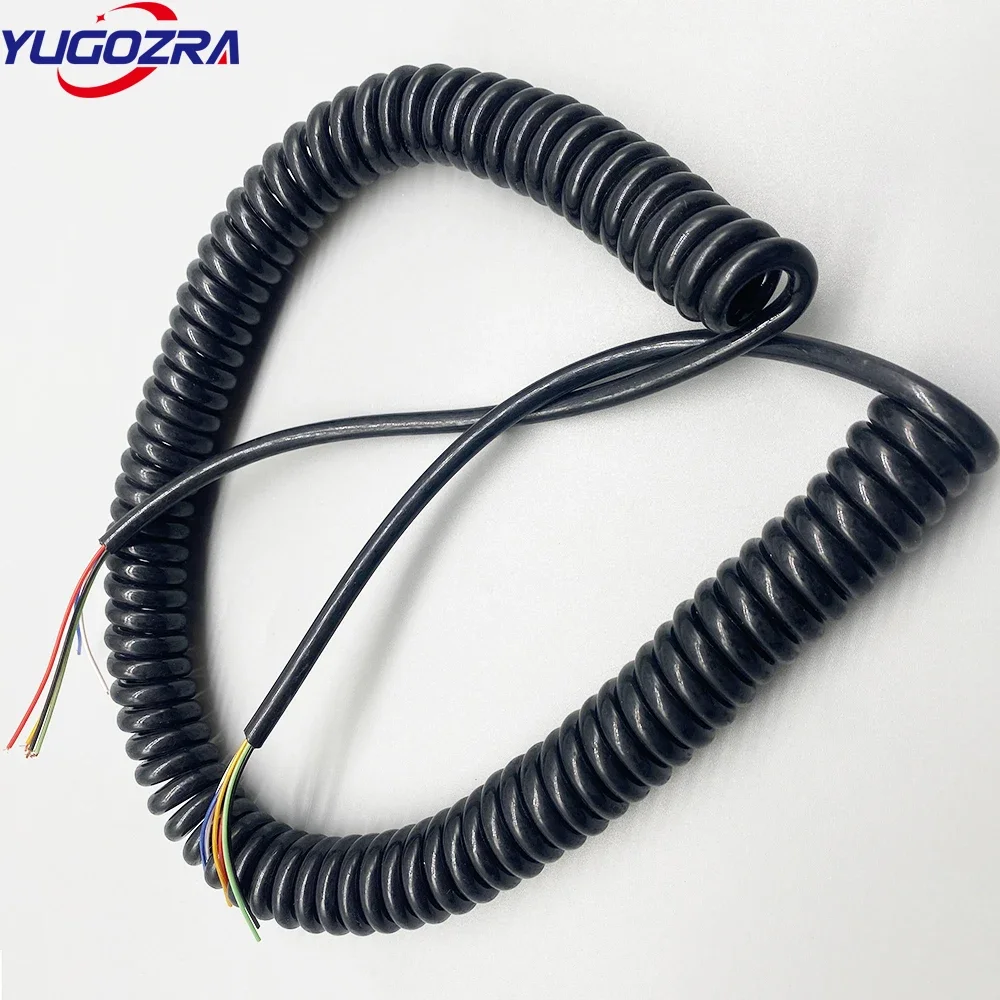 8 cores PU Spring Cord Power Cord Spiral Cable multi-core Spring Power Cord Standard Plug Toughness Elastic Helix Spring Wire